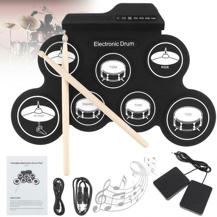 Musical Instrument Drum - Hochwertiges Silikon-Drum-Pad Elektronisches Schlagzeug Professionelles Elektronisches
