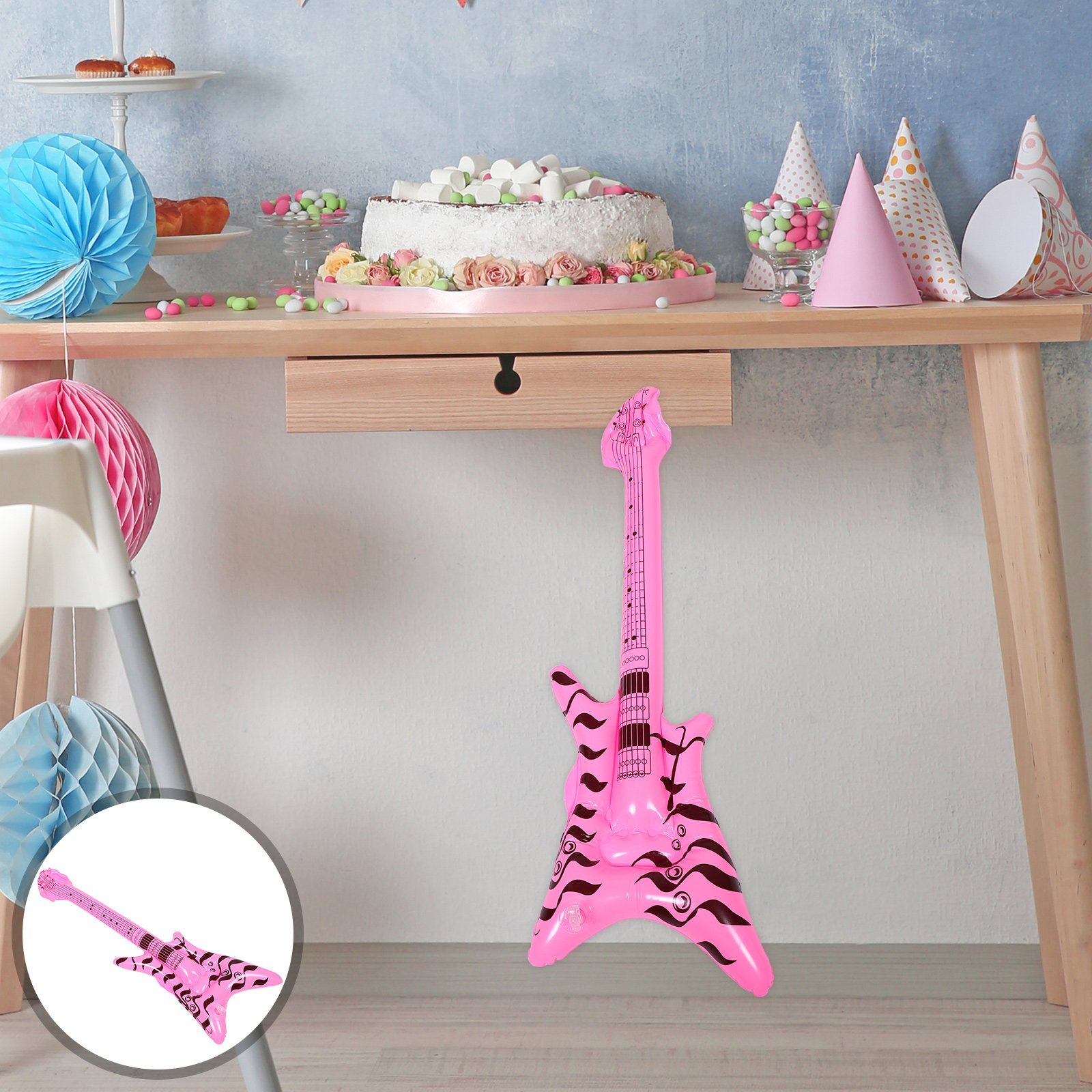 Musical Instrument You Blow - Aufblasbare Gitarre aus PVC, Rock-Musikinstrument-Requisit, Partydekoration,