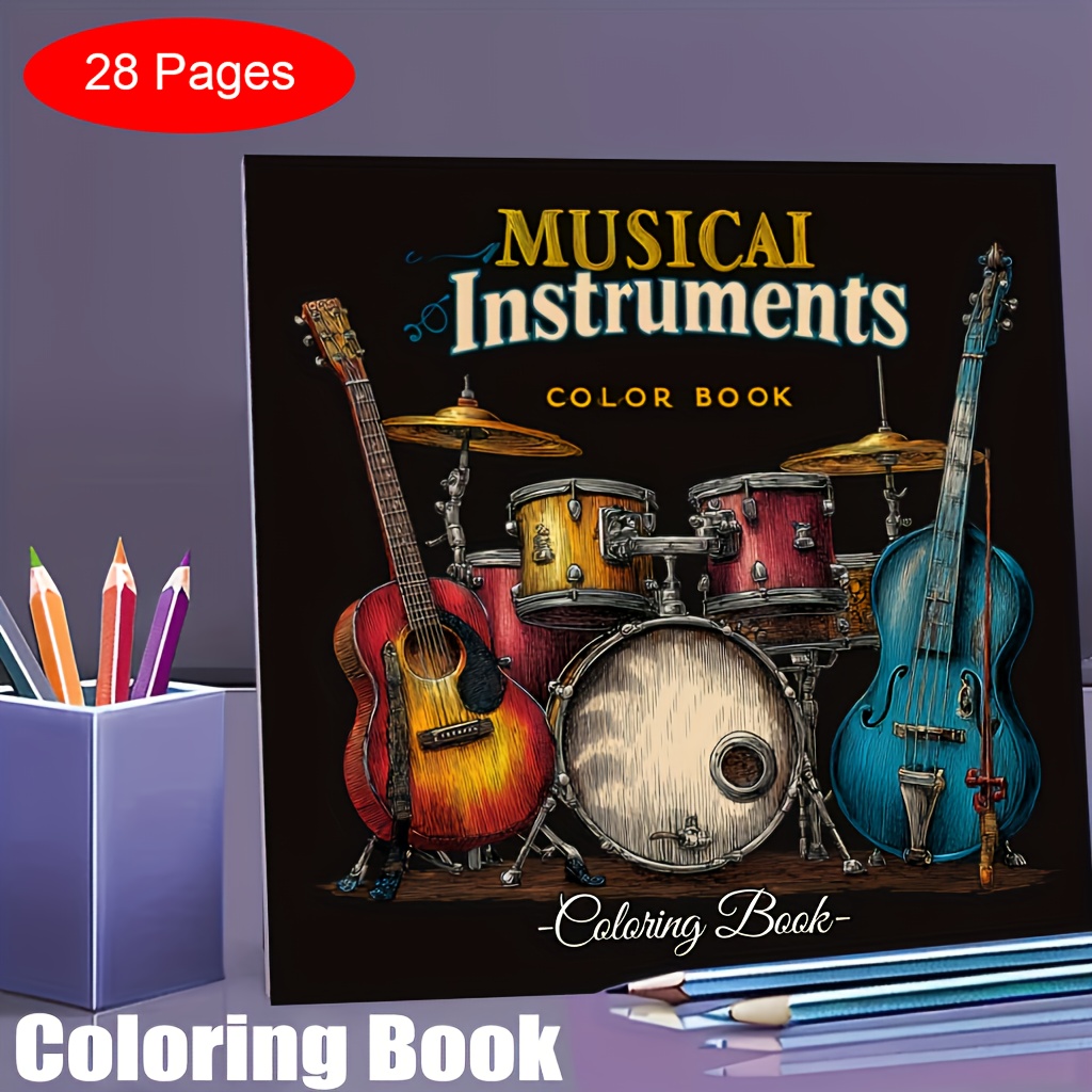 28-seitiges Malbuch für Musiki – Musical Instrument Coloring Pages Bewertung und Preis